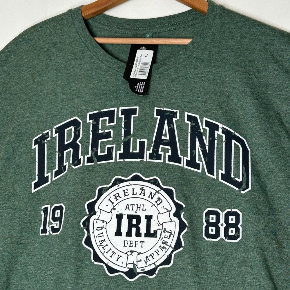 Ireland 1988 Graphic Tee Bottle Green Crewneck Short Sleeve XL Cara Craft Cotton